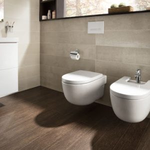 Vitreous china wall-hung Rimless WC with Cover- Roca