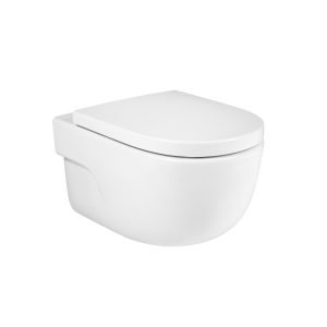 Vitreous china wall-hung Rimless WC with Cover- Roca