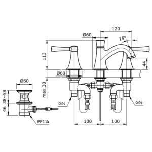 Gloria 3 Hole Basin Mixer