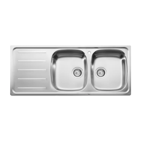 J Stainless Steel Double Bowl Kitchen Sink-Left Drainer-1